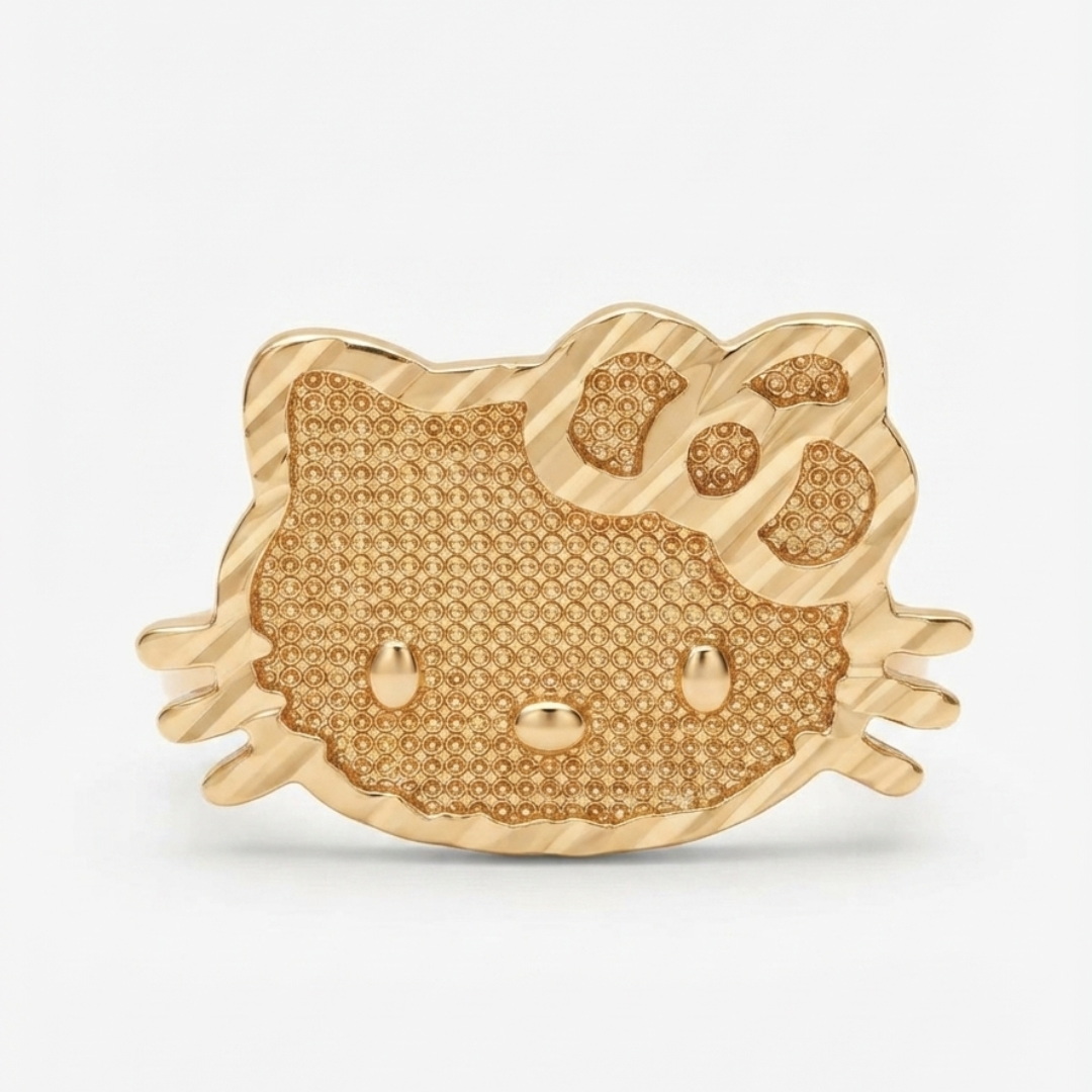 HK Face 14k Gold Ring